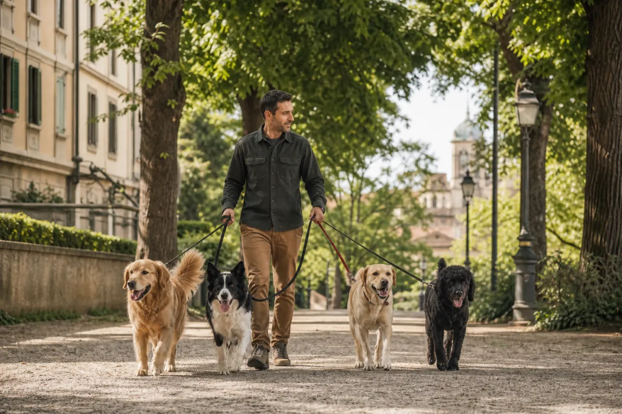 Passeggiata professionale con più cani