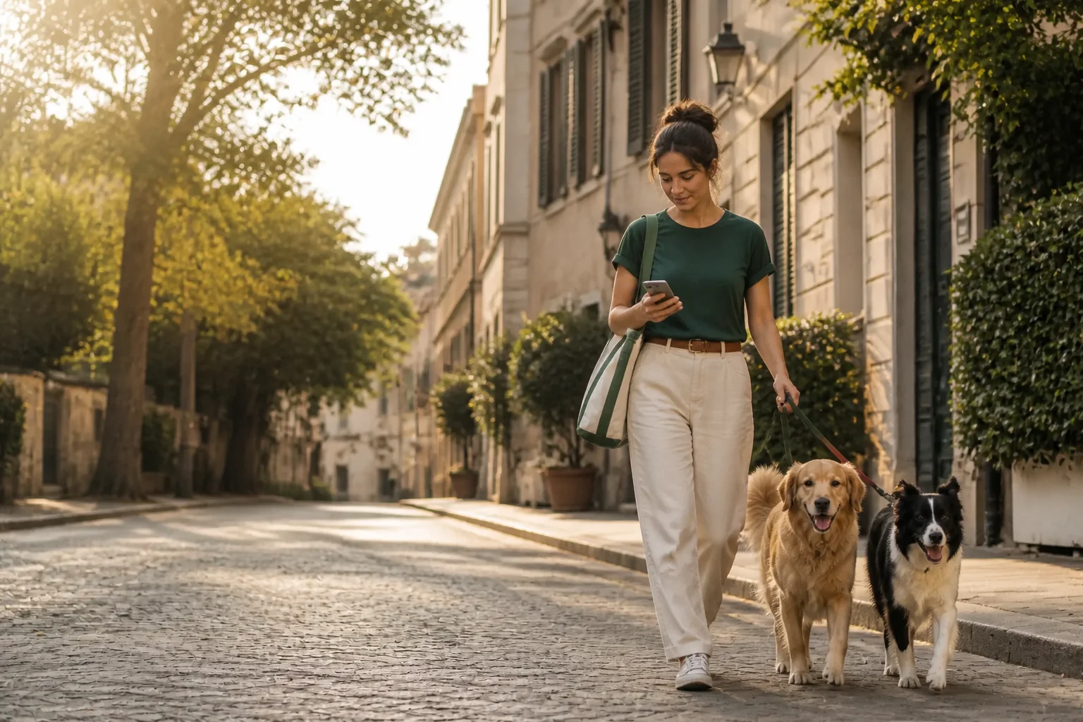 Dog sitter che invia un aggiornamento fotografico al cliente